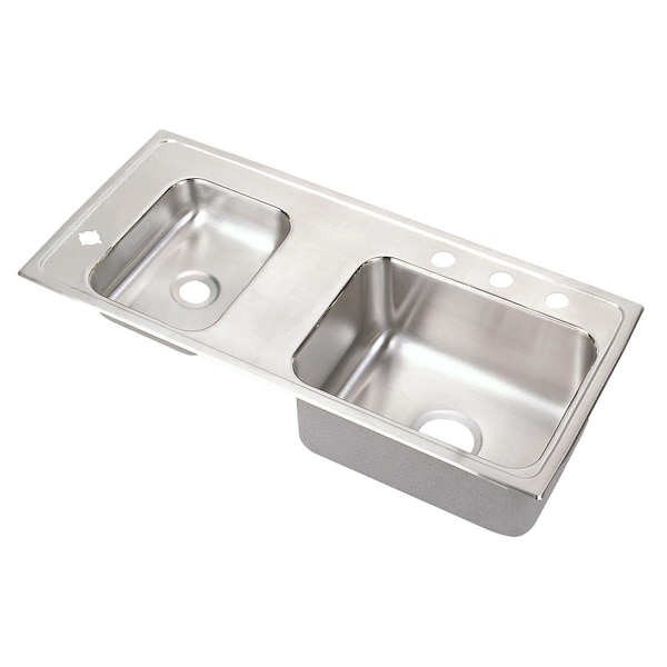 Lustertone Stainless Steel 37-1/4 X 17 X 7-5/8 Double Bowl Top Mount Classroom Sink